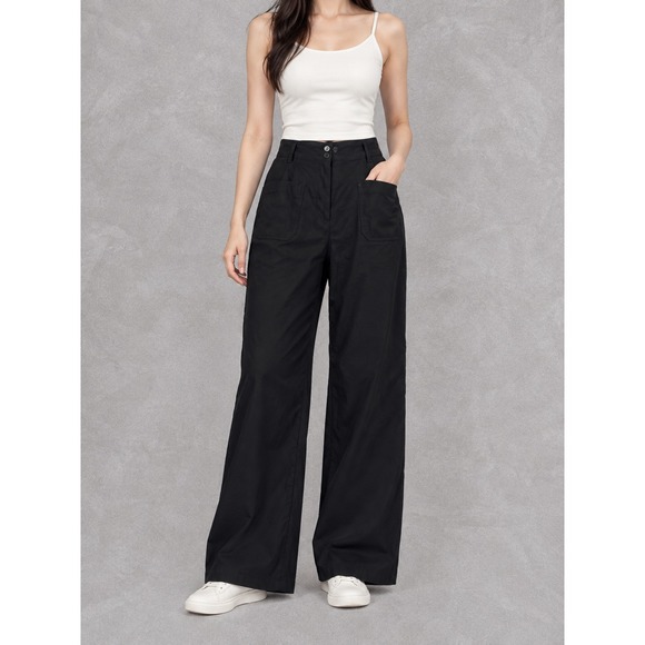 Maeve Pants - Anthropologie Maeve Junie Jeans Womens 33x31 Black Wide Leg Utility Pocket Denim